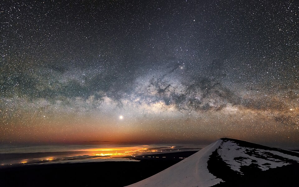 マウナケア上空の天の川と星空